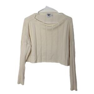 Princess Polly Cropped Knit Sweater Women Small Cream Long Sleeve Ribbed
